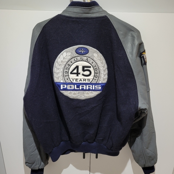 Vintage Polaris Varsity Navy Gray Bomber Jacket, Made In Canada Men's Large/XL - Picture 12 of 12